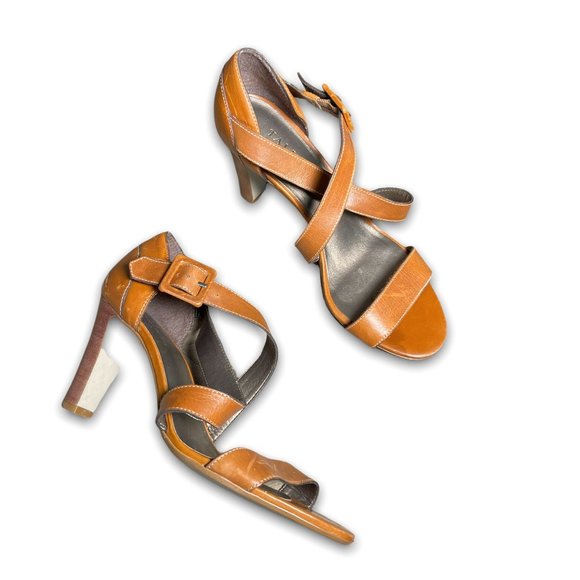 Talbots Shoes - Talbots Genuine Leather Tan Strappy Casual Heel